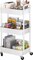 3-Tier Plastic Rolling Utility Cart with Handle, Multi-Functional Storage Trolley for Office, Living Room, Kitchen, Movable Storage Organizer with Wheels, White